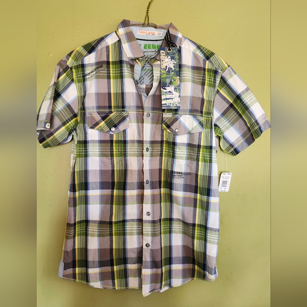 Point Zero‎ Mens SM Plaid Button Up Shirt